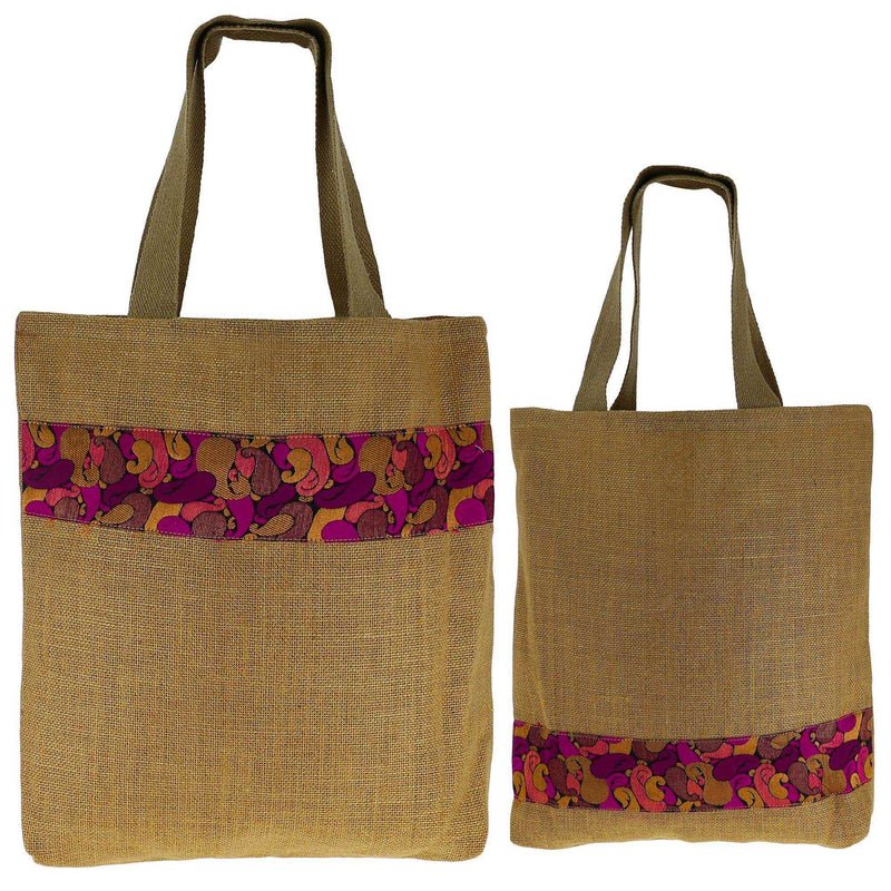 Set Of 2 Multipurpose Shopping Bags, Jute Shimmer,Natural Fiber-Eco Frienly,Non Woven Lining,JSSB_JSMB_801