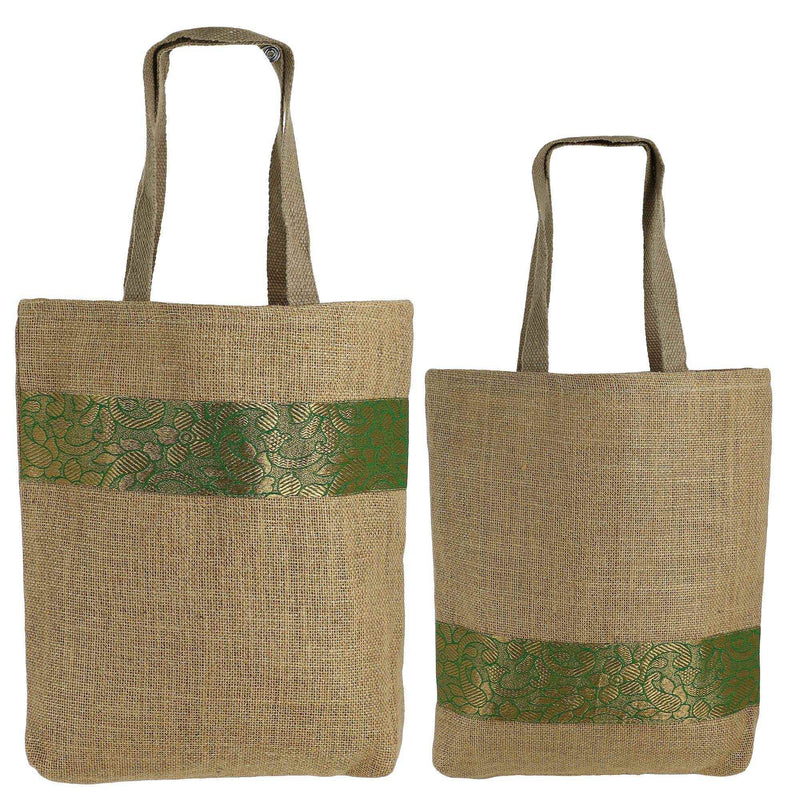 Set Of 2 Multipurpose Shopping Bags, Jute Shimmer,Natural Fiber-Eco Frienly,Non Woven Lining JSSB_JSMB_803