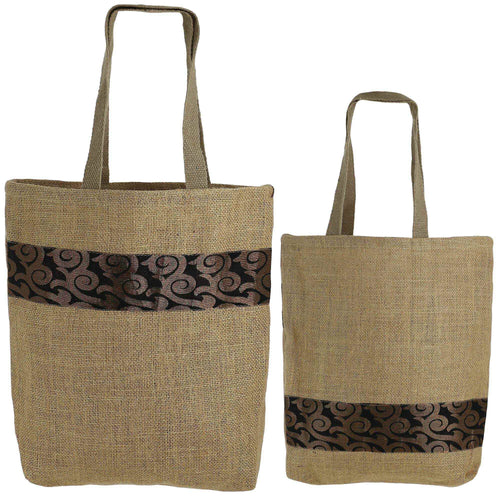 Set Of 2 Multipurpose Shopping Bags, Jute Shimmer,Natural Fiber-Eco Frienly,Non Woven Lining JSSB_JSMB_804