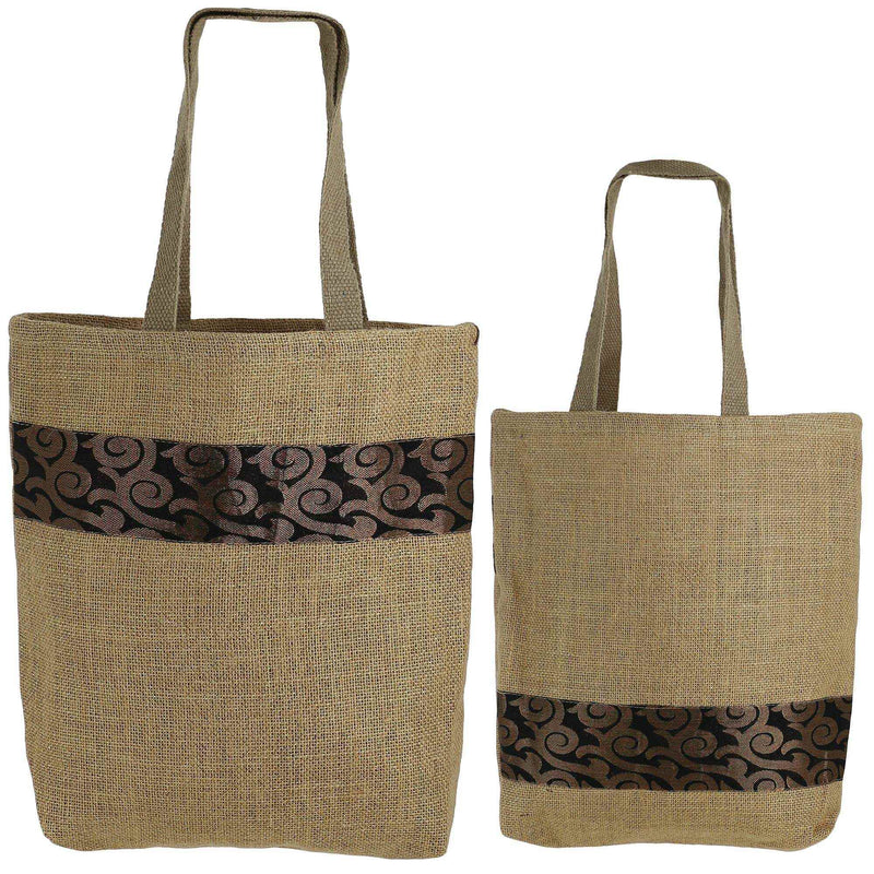 Set Of 2 Multipurpose Shopping Bags, Jute Shimmer,Natural Fiber-Eco Frienly,Non Woven Lining JSSB_JSMB_804