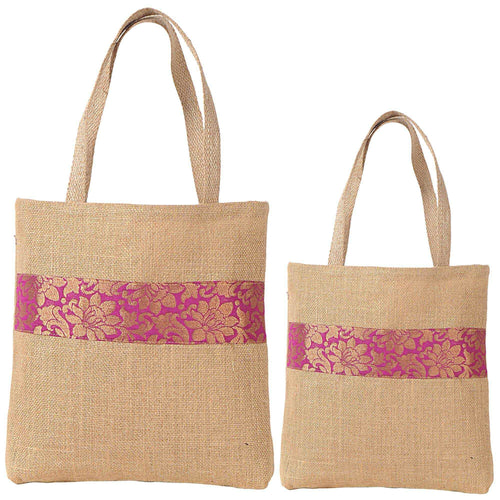 Set Of 2 Multipurpose Shopping Bags, Jute Shimmer,Natural Fiber-Eco Frienly,Non Woven Lining JSSB_JSMB_806