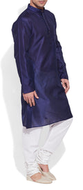 Emerald Blue Silk Kurta for Men - Men's Indian Fashions - Polyester Dupion M-FLK34-1407