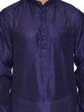 Emerald Blue Silk Kurta for Men - Men's Indian Fashions - Polyester Dupion M-FLK34-1407