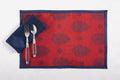 Digitally Printed Faux Silk Place Mats And Napkins Set Of 4,Blue And Red