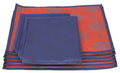 Digitally Printed Faux Silk Place Mats And Napkins Set Of 4,Blue And Red