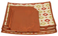 Digitally Printed Faux Silk Place Mats And Napkins Set Of 4,Beige And Orange