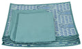 Digitally Printed Faux Silk Place Mats And Napkins Set Of 6,Aqua Blue