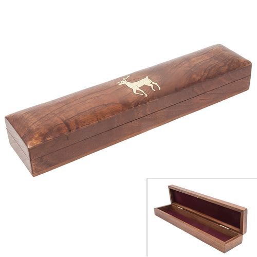 Handmade Long Wooden Box Carved By Traditional Artisans Of India- Wood Box Storage-Rectangular Wood Box-Deer Charm,11 Inch