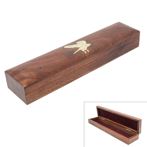 Handmade Long Wooden Box Carved By Traditional Artisans Of India- Wood Box Storage-Rectangular Wood Box-Eagle Charm,11 Inch