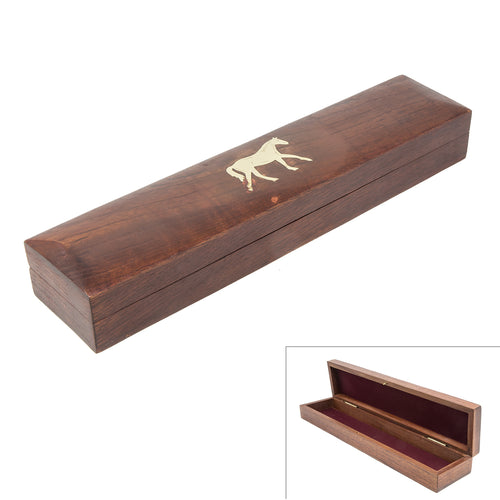 Handmade Long Wooden Box Carved By Traditional Artisans Of India- Wood Box Storage-Rectangular Wood Box-Horse Charm,11 Inch