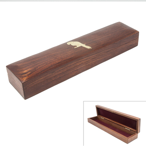 Handmade Long Wooden Box Carved By Traditional Artisans Of India- Wood Box Storage-Rectangular Wood Box-Parrot Charm,11 Inch