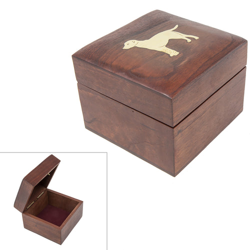 Handmade Wood Square Box Carved By Traditional Artisans Of India- Wood Box Storage-Square Wood Box For Trinkets-Dog Charm,4.5 Inch