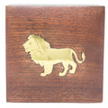 Handmade Wood Square Box Carved By Traditional Artisans Of India- Wood Box Storage-Square Wood Box For Trinkets-Lion Charm,4.5 Inch