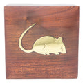 Handmade Wood Square Box Carved By Traditional Artisans Of India- Wood Box Storage-Square Wood Box For Trinkets-Mouse Charm,4.5 Inch