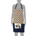 Digitally Printed Cotton Cooking Apron- Indian Printed Kitchen Apron for Women - 27 Inch x 22 Inch,Floral, Blue And Wheat Cream