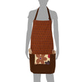 Digitally Printed Cotton Cooking Apron- Indian Printed Kitchen Apron for Women - 27 Inch x 22 Inch,Floral,Rust And Chocolate Brown