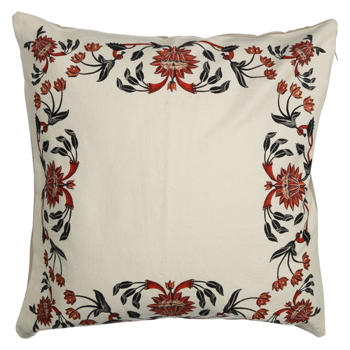 Shalinindia Digitally Printed Cotton Canvas Floral Cushion Cover 18X18 Inch Set Of 2,Cotton Pillow Covers Zippered