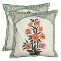 Shalinindia Digitally Printed Cotton Canvas Floral Cushion Cover 18X18 Inch Set Of 2,Pillow Cover With Zippered