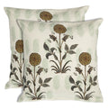 Shalinindia Digitally Printed Cotton Canvas Floral Cushion Cover 18X18 Inch Set Of 2,Pillow Cover Zipper