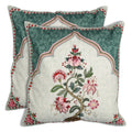 Shalinindia Digitally Printed Cotton Canvas Floral Cushion Cover 18X18 Inch Set Of 2,Throw Cushions For Sofa Zippered