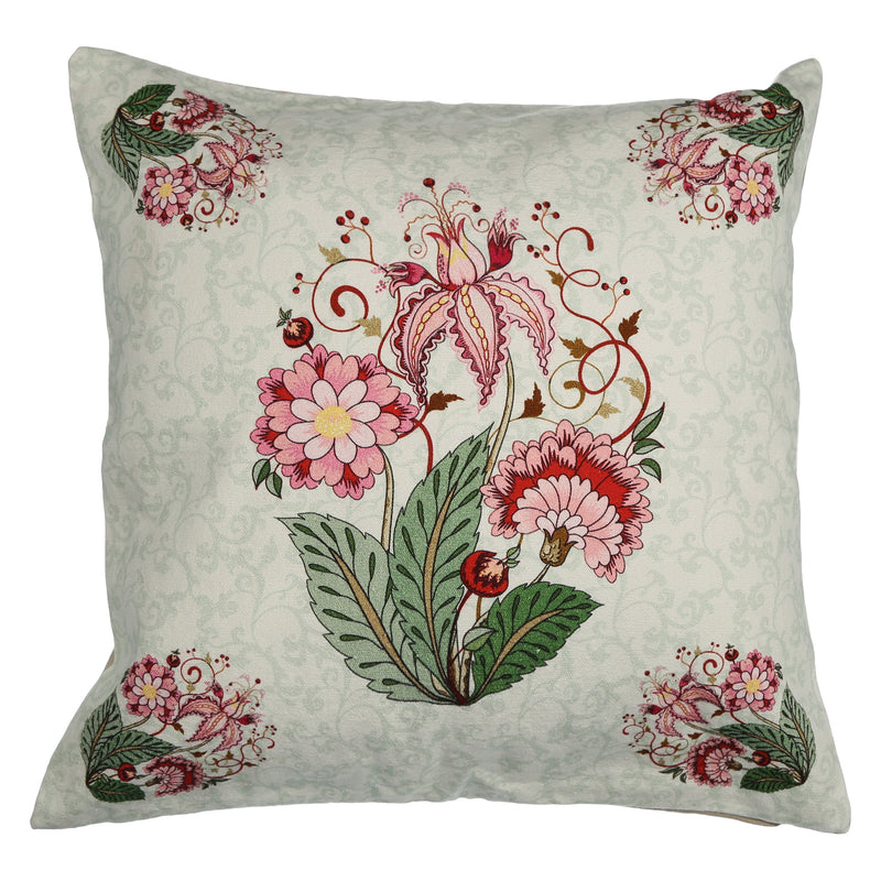 Shalinindia Digitally Printed Cotton Canvas Zipper Cushion Covers Floral 18X18 Inch Set Of 2