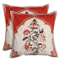 Shalinindia Digitally Printed Cotton Canvas Floral Indian Cushion Cover 18X18 Inch Set Of 2,Zipper Pillow Covers