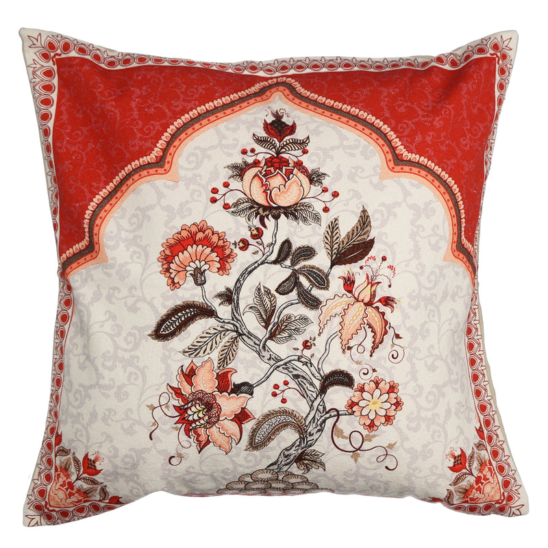 Shalinindia Digitally Printed Cotton Canvas Floral Indian Cushion Cover 18X18 Inch Set Of 2,Zipper Pillow Covers