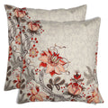 Shalinindia Digitally Printed Cotton Canvas ,Zippered Floral Cushion Cover 18X18 Inch Set Of 2