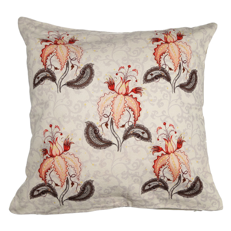 Shalinindia Digitally Printed Cotton Canvas Floral Cushion Cover 18X18 Inch Set Of 2,Indian Zipper Pillow Covers