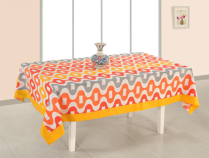 ShalinIndia Cotton Printed Table Cloth Cover 4 Seater Square Table Cover - 54 x 54 inch,Yellow Border