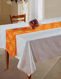 Indian Patterned Duck Cotton Table Runner - 13 x 90 Inches - Red and Yellow Spiral Fireworks