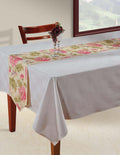 Indian Patterned Duck Cotton Table Runner - 13 x 90 Inches - Pink, Lilac, Green and Beige Floral