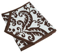 Indian Patterned Duck Cotton Table Runner - 13 x 90 Inches - White and Chocolate Brown Damask