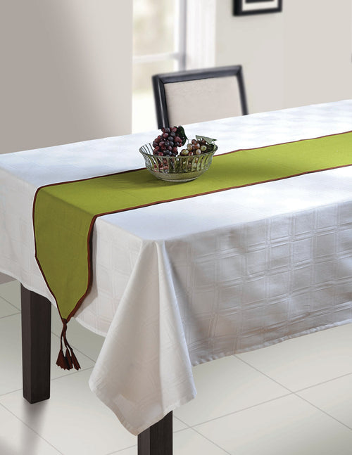 Green Table Runner - Cotton Duck Fabric - 13 Inch by 90 Inch - Machine Washable