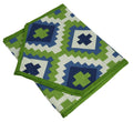 Indian Duck Cotton Table Runner - 13 x 60 Inches - Blue & White Geometric Print