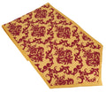 Indian Patterned Duck Cotton Table Runner - 13 x 60 Inches - Orange and Red Damask