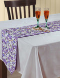 Indian Floral Duck Cotton Table Runner - 13 x 36 Inches - Purple, Lavender, Gold & White Rose