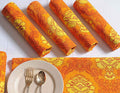 Cotton Napkins Set of 6; Colorful Orange Yellow Floral Print; Table Linens Spring Decorations
