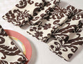 Cotton Napkins Set of 6; Cream And Chocolate Floral Print; Table Linens Spring Decorations