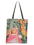 Digitally Printed Shopping Bag Tote Set Of 3 Small Medium Large Faux Silk Dupion,Lady And Camel 