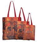 Digitally Printed Shopping Bag Tote Set Of 3 Small Medium Large Faux Silk Dupion,Mughal King And Queen