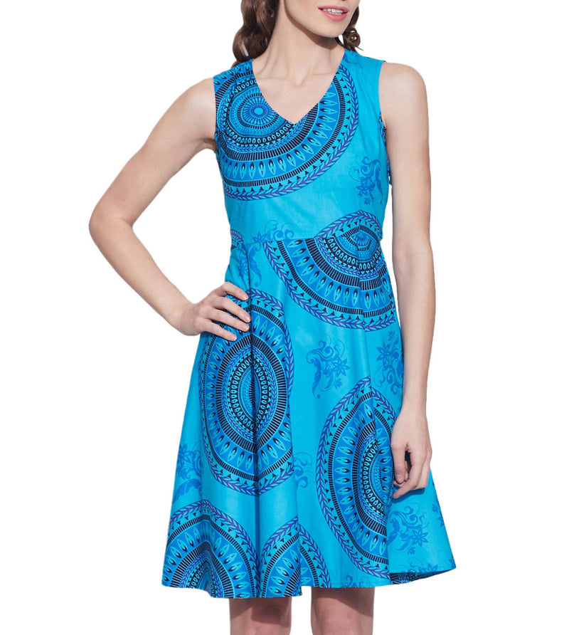 Women's Apparel Cotton Printed Dress,Machine Washable,W-CPD34-1603,Size-34 Inch