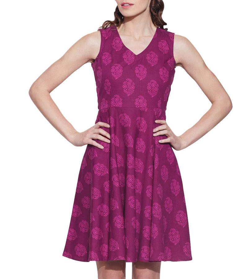 Women's Apparel Cotton Printed Dress,Machine Washable,W-CPD34-1608, Size-34 Inch