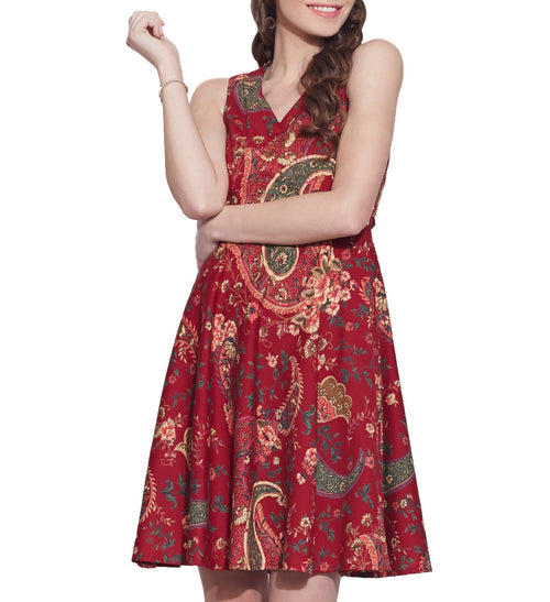 Womens Clothing Cotton Printed Dress,Machine washable,W-CPD46-1610, Size-46 Inch