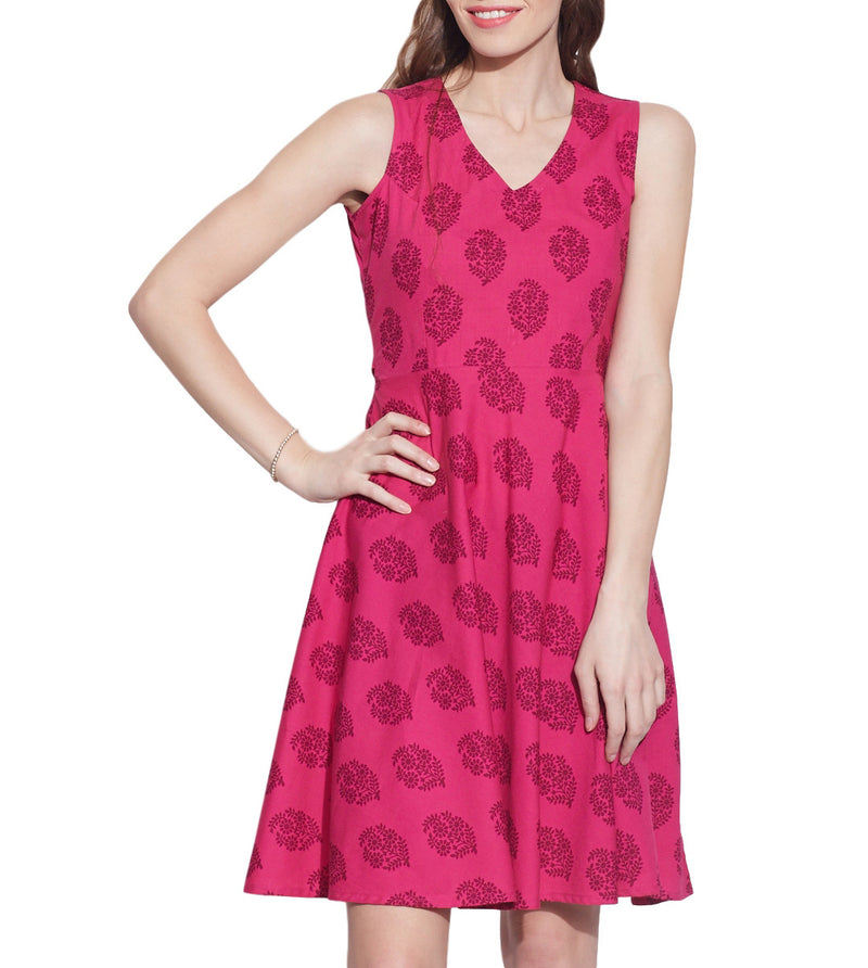 Women's Apparel Cotton Printed Dress,Machine Washable,W-CPD44-1628, Size-44 Inch