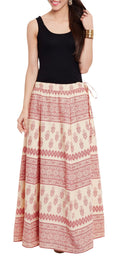 Womens Cotton Printed Skirt Ethnic And Tribal Motifs ,Large,Red