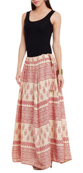 Womens Cotton Printed Skirt Ethnic And Tribal Motifs ,2XL,Red