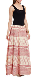 Womens Cotton Printed Skirt Ethnic And Tribal Motifs ,Small,Red