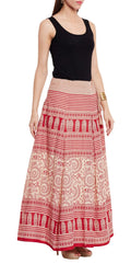 Womens Cotton Printed Skirt Ethnic And Tribal Motifs ,4XL,Red