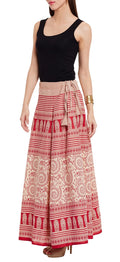 Womens Cotton Printed Skirt Ethnic And Tribal Motifs ,4XL,Red